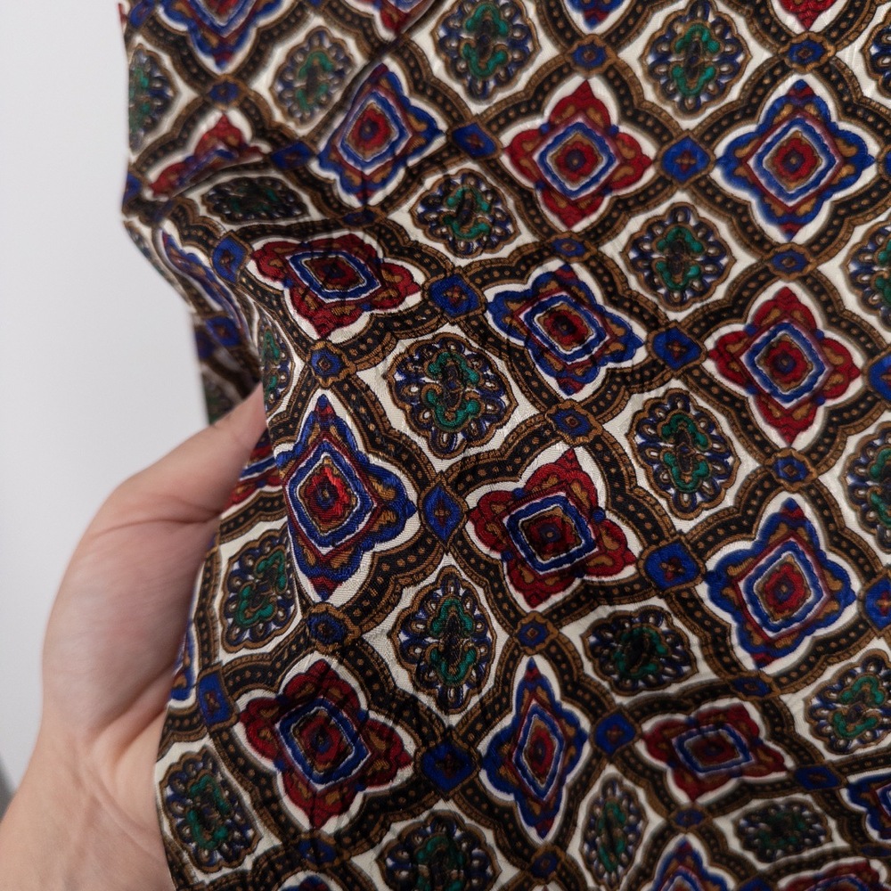 Vintage Draped Blouse 16W Geometric Jewel Tone 90s 80s Retro Silky Art‎ Teacher - Picture 8 of 8
